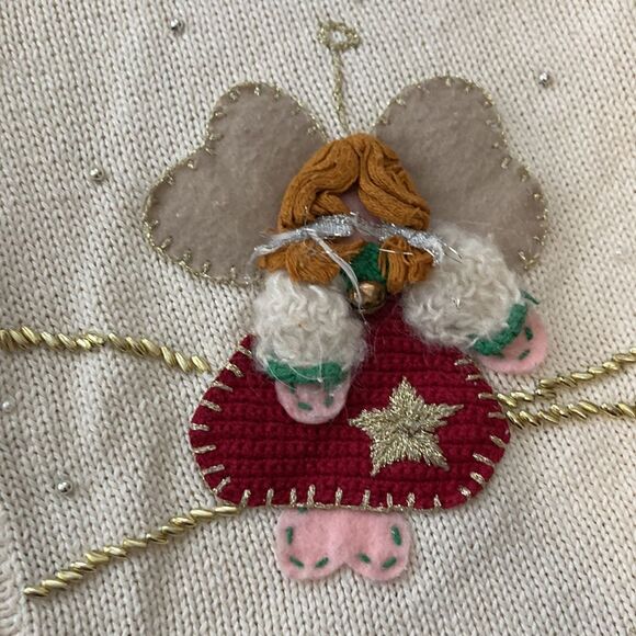 Bobbie Brooks Vintage Cream Angel Cloud Sweater Vest Large - Picture 12 of 13